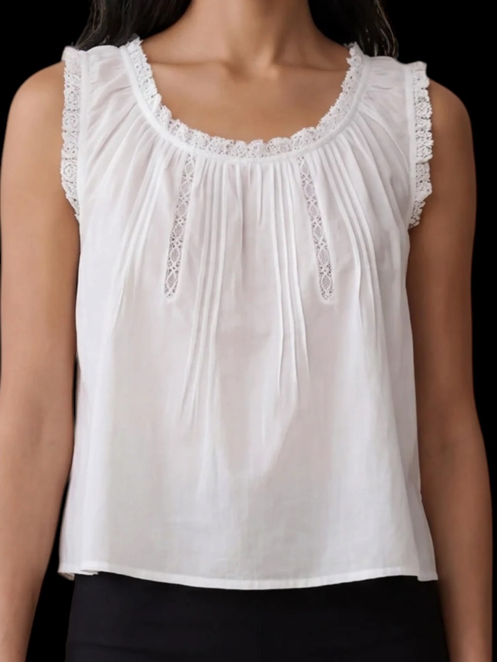 Few Moda Sorella Violetta Cotton Top White Lace Trim NWT